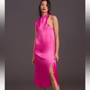 Anthropologie Pink Asymmetrical One Shoulder Dress